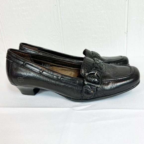 Born Shoes - Born Black Leather Loafer Shoes Slip On Flats Size 9